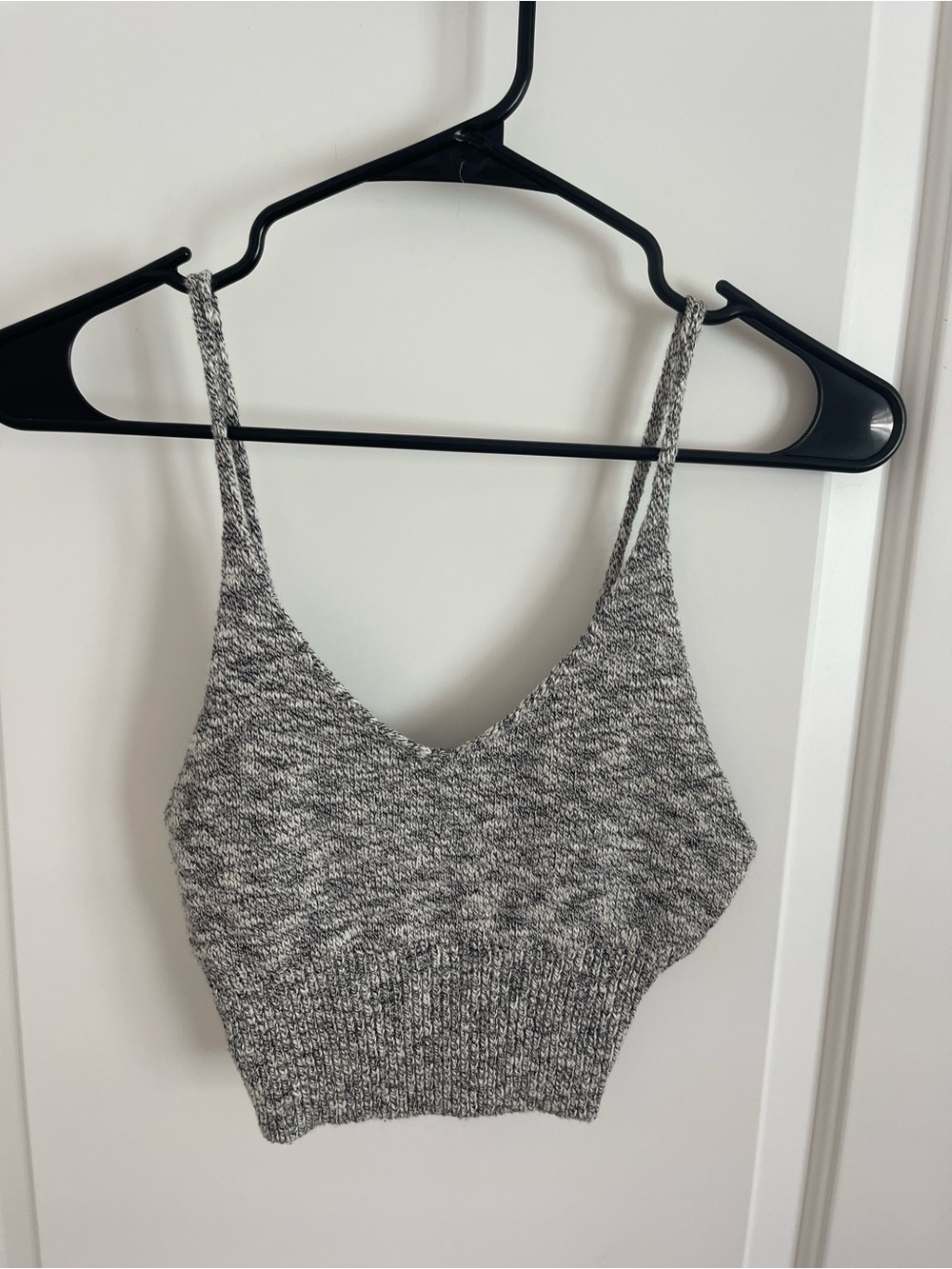 Gray Knit V-Neck Crop Tank Top - Women